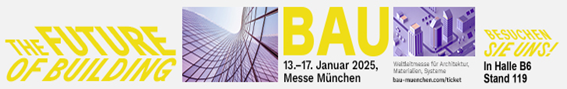 BAU München 2025 - Bauleitmesse Weltleitmesse für Architektur, Materialien und Systeme statt. Hier kommen alle zusammen, die international am Planen, Bauen und Gestalten von Gebäuden beteiligt sind: Architekten, Planer, Investoren, Industrie- und Handelsvertreter, Handwerker u.v.m. Die BAU bündelt das Know-how aller Branchen und Gewerke auf hohem internationalem Niveau.
